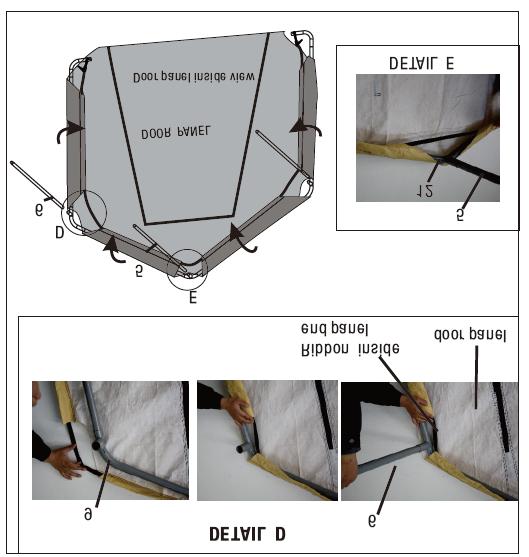 Step 6: Installing the Front and Back Covers. The front cover contains a zippered door to allow entry and exit to the shelter. Ensure to locate this cover to the desired end.
