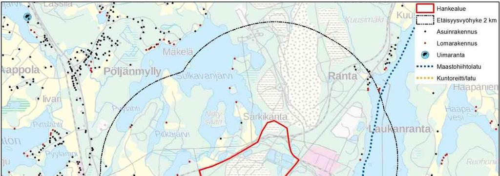 42 Lähimmät virkistysreitit ovat hankealueella osittain sijaitseva Simonsalon neljän kilometrin pituinen valaistu hiihtolatu/kuntopolku.