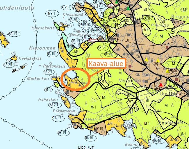 oikeusvaikutteinen Pyhärannan rantayleiskaava, joka on hyväksytty 17.10.