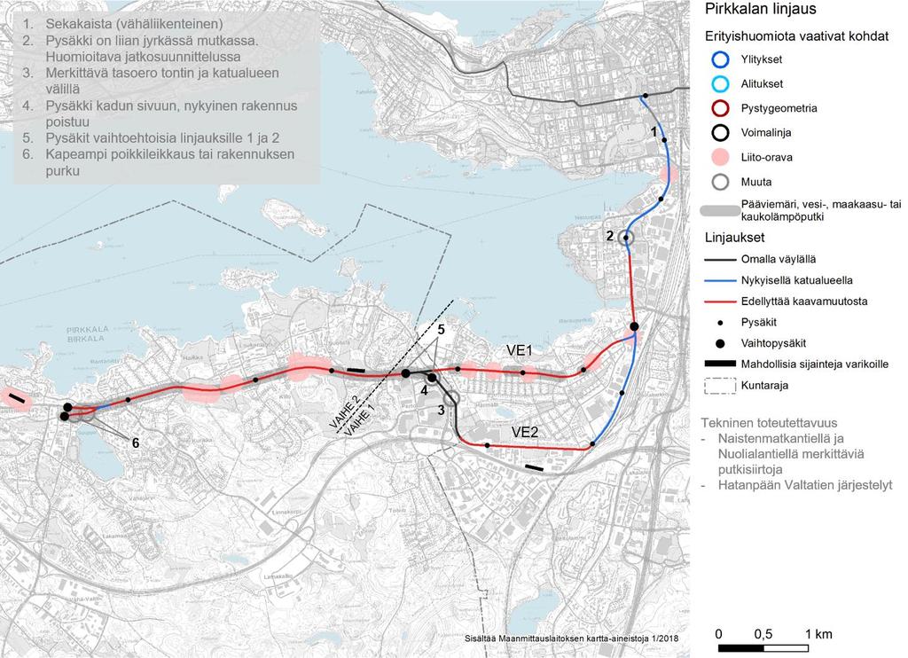 2.2 Partolan ja Pirkkalan suunta Pirkkalan linjaus kulkee Hatanpään valtatieltä joko Nuolialantien tai Sarankulmankadun ja Ilmailunkadun kautta Naistenmatkantietä pitkin Suuppaan.