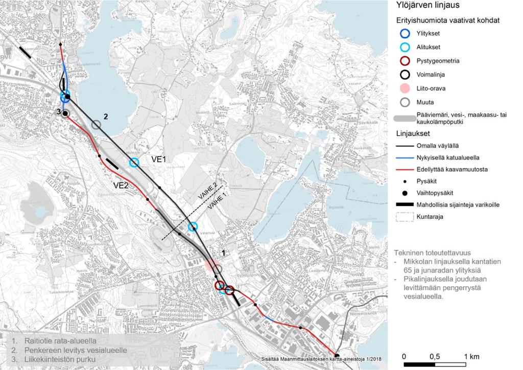 2.4 Teivon ja Ylöjärven suunta Ylöjärven linjaus kulkee Lielahdesta joko rautatien pohjoispuolella tai Mikkolantietä Soppeenmäen kautta Kirkonseudulle.