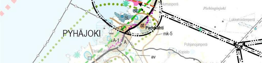 Osa taajamatoimintojen alueesta on osoitettu merkinnällä A-1, jossa lisämerkintä osoittaa, että alueen yksityiskohtaisemmassa suunnittelussa ja käytössä tulee ottaa huomioon maankohoamisrannikon