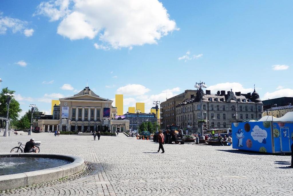 Keskustori (piste 10) 61 Tornitalot näkyvät vahvasti Tammerkosken, Hämeensillan ja Keskustorin