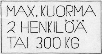 AEL, Kaarnatie 4, Helsinki Kuormausnosturit 71 (115) 7.6 Kilvet Henkilönostokorissa on seuraavia kilpiä.