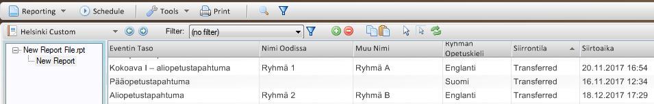 Raportteihin tehdyt parannukset Oodi-kenttien tiedot näkyvät nyt Helsinki Custom -raportilla kun Show Oodi Data in Columns on päällä. Tämä mahdollistaa esim. opetuskieleen liittyvän raportoinnin.