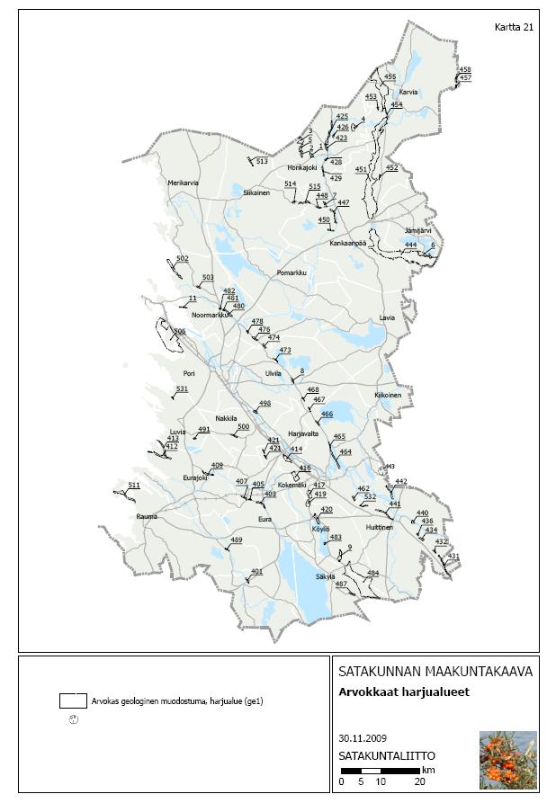 ARVOKAS GEOLOGINEN MUODOSTUMA Merkinnällä osoitetaan maiseman ja luonnonarvojen kannalta arvokkaat geologiset muodostumat.