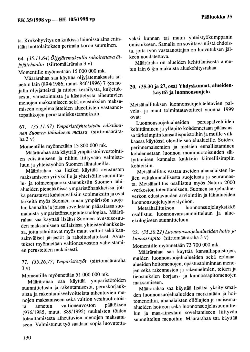 Pääluokka 35 ta. Korkohyvitys on kaikissa lainoissa aina enintään luottolaitoksen perimän koron suuruinen. 64. (35.11.