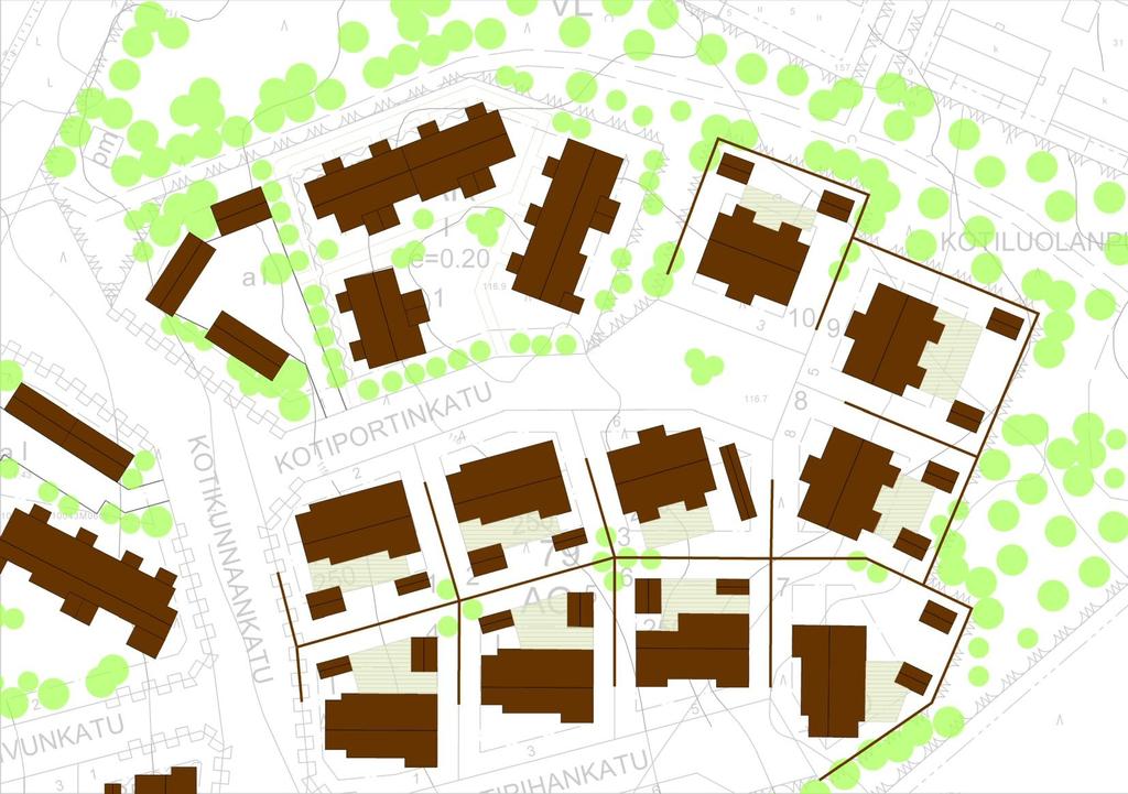 YLEISSUUNNITTELUOHJEET KORTTELIN 79 tontit 8-10 Kotiportinkadun eteläpuoli Kortteli 79 tontit 1-3 - I kerros - rakennukset mahdollisimman lähelle kadunpuoleista rakennusalan rajaa - pääsisäänkäynnit