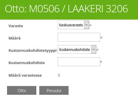 30 KUVA 17. Otto ja saavutus varastonäkymästä. KUVA 18. Osan ottaminen. Kun varastoon puolestaan saapuu tavaraa, jota on jo ennestään hyllyssä, tulee sille suorittaa saavuttaminen.