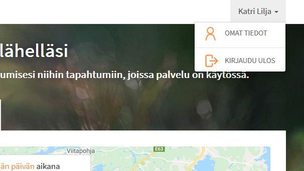 4. Ilmoittaudu tapahtumaan Tässä vaiheessa voit lisätä emit-korttisi tiedot, jos ne vielä puuttuvat: Näet ilmoittautumissivulla osallistumisen hinnan. Avaa oikealla ylhäällä Omat tiedot.