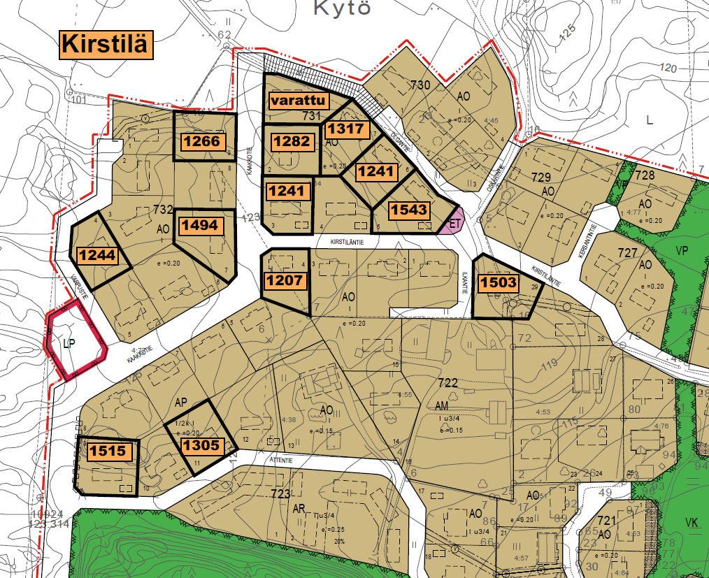 TAMMELAN KUNNAN ASUINTONTIT 4 (17) Kirstilä Kirstilän alue on asemakaavoitettua aluetta Kydön kylässä.