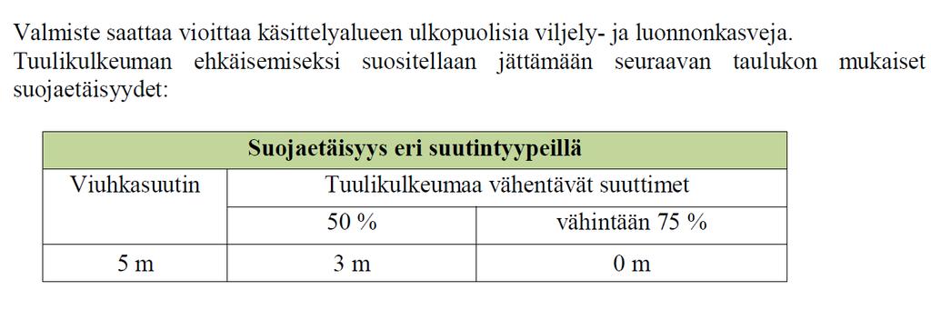 Käsittelyalueen ulkopuolisen kasvillisuuden suojelu Tämä on