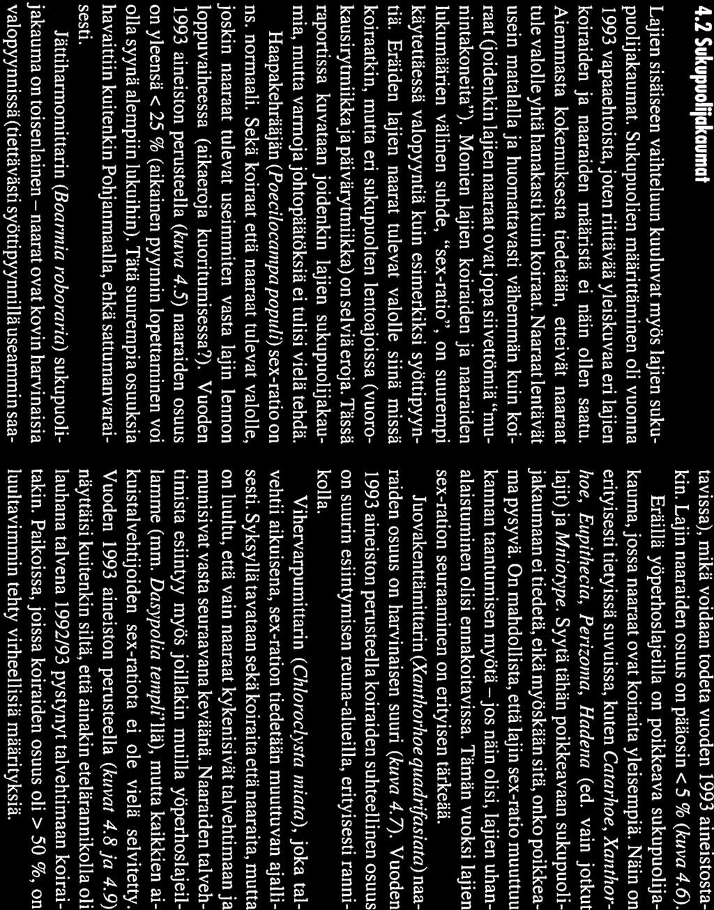 naarat 4.2 Sukupuolilakaumat Lajien sisäiseen vaihteluun kuuluvat myös lajien suku puolij akaurnat.