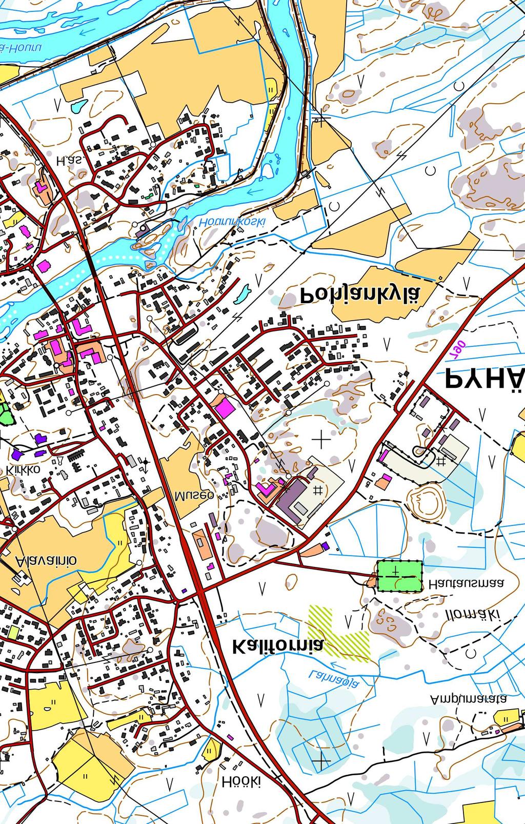 tiet 4 2 pl K7 K6 Sijoitusalueet M2 atie KJ 0,5 km h Van K8 tie ha Van O-799 Pohjankylän silta 0,5 K pl 2 joki pl l Vt 8