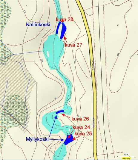 Karttapiirros Myllykoskesta ja