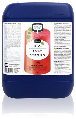10 (71) TEHO BIO-SOLV STRONG TEHO Bio-Solv Strong on erittäin tehokas uusimman sukupolven orgaanisiin, kasviperäisiin liuottimiin perustuva liuotin ja rasvanpoistaja.