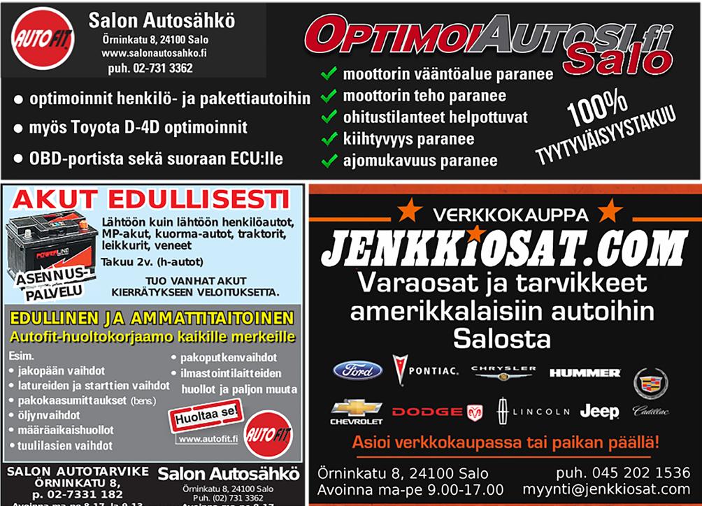 www.salonvaihtoautot.net 11 PAKU Sis.ALV 24% Käsitellyt muoviosat näyttävät uudenveroisilta eikä rumaa rasvaista kiiltoa haluta.