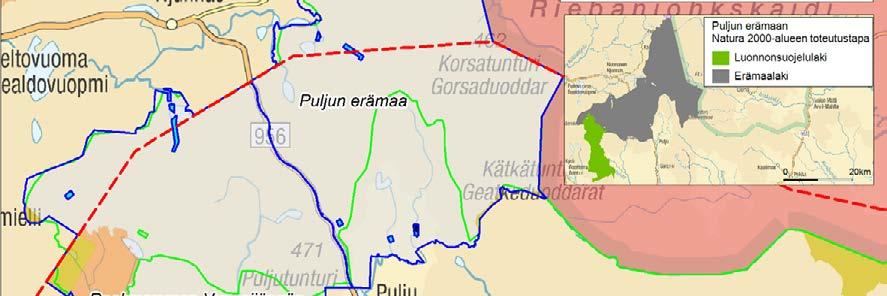 osa suunnittelualueesta on erämaa-aluetta.