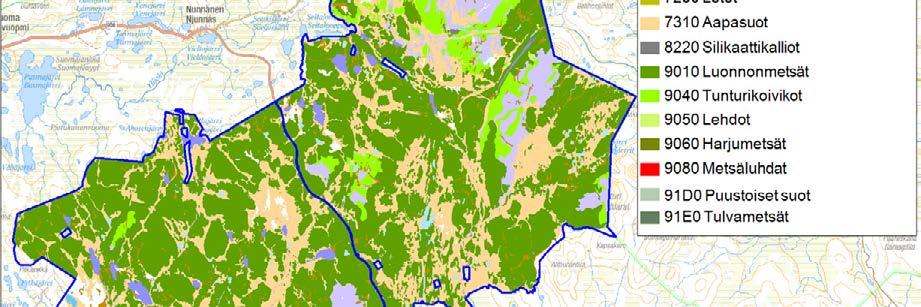 Luontotyypeistä vallitsevimpia ovat