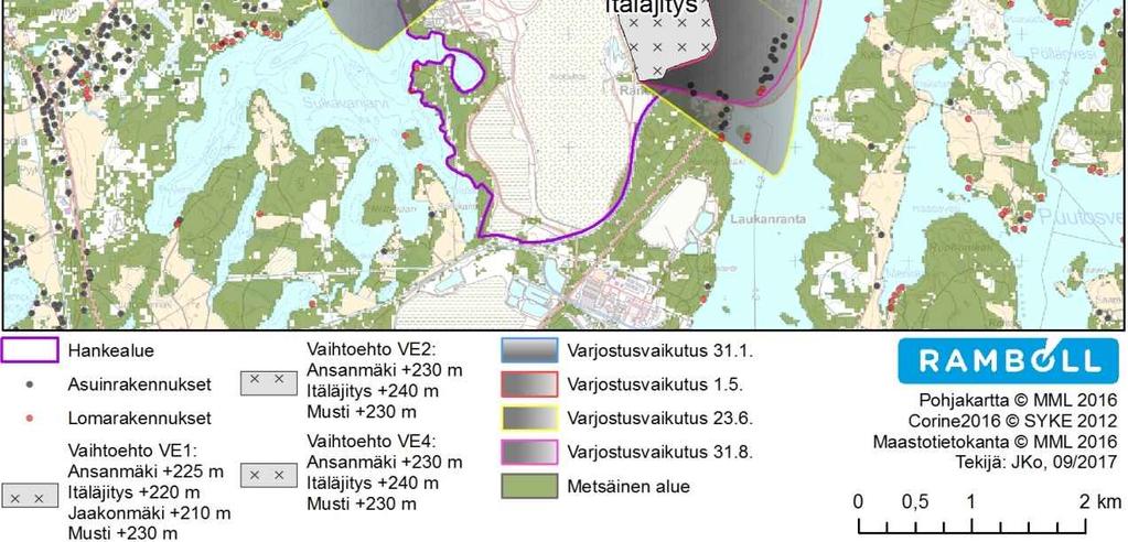 Alku- ja loppukesästä aamuauringon paistaessa idästä tai ilta-auringon paistaessa lännestä lankeaa