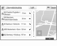 56 Navigointi Aloita reittiopastus suoraan viimeksi valittuun kohteeseen valitsemalla VALIKKO valintapalkista ja valitsemalla sitten Jatka opastusta.
