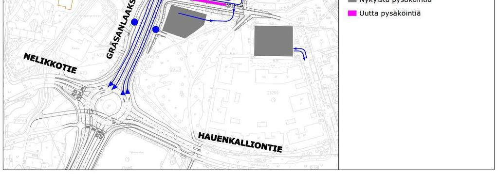 Lisäksi Matinpuronpolun päässä sijaitsee pysäköintitalo Matinpuronkujan asuinalueen asukkaille. Telaniityn asemakaavassa tutkitaan puiston yleistä pysäköintiä Gräsanlaaksonkujan päätteeseen.