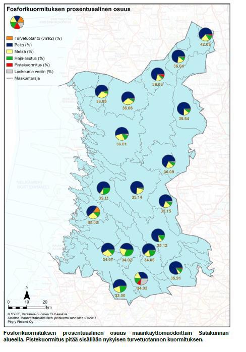 Satakunnan vaihemaakuntakaavassa 2 osoitettujen turvetuotantoalueiden vesistövaikutusten arviointi, vaihe 2 Suurimmalla osalla Satakunnan vesistöalueista turvetuotannon kuormitus on pientä verrattuna