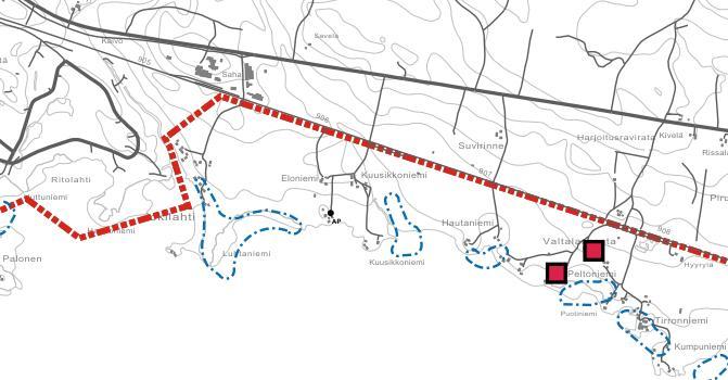 Kuva 6-24. Ote Oulujärven rantayleiskaavan maisema- ja kulttuuriympäristöselvityksestä (Pöyry Environment Oy 2007). Sinisellä rajatut alueet ovat ympäristöarvoiltaan merkittäviä alueita.