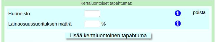 tapahtumalomake näyttää tältä: Lainaosuussuoritus on kertaluontoinen tapahtuma.