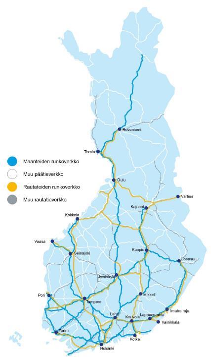 Runkoverkkoasetus Pääasiallisena kriteerinä toteutunut liikennemäärä ei ole tulevaisuusorientoitunut Runkoverkon pitäisi olla tulevaisuuteen katsova