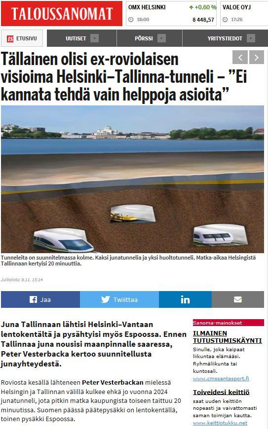 5.11.2016 Peter Vesterbacka, on viime aikoina ollut aktiivisesti esillä mediassa Taloussanomat/Ilta-Sanomilta tuli viime viikolla