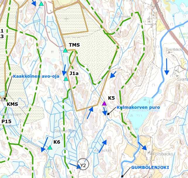 Havaintopisteen TMS vesi kuvaa Takapellon alueelta poisjohdettavien vesien laatua. Pisteessä on havaittavissa toiminnan vaikutus.