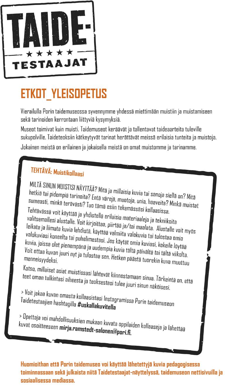 118 Taidetestaajille suunniteltu