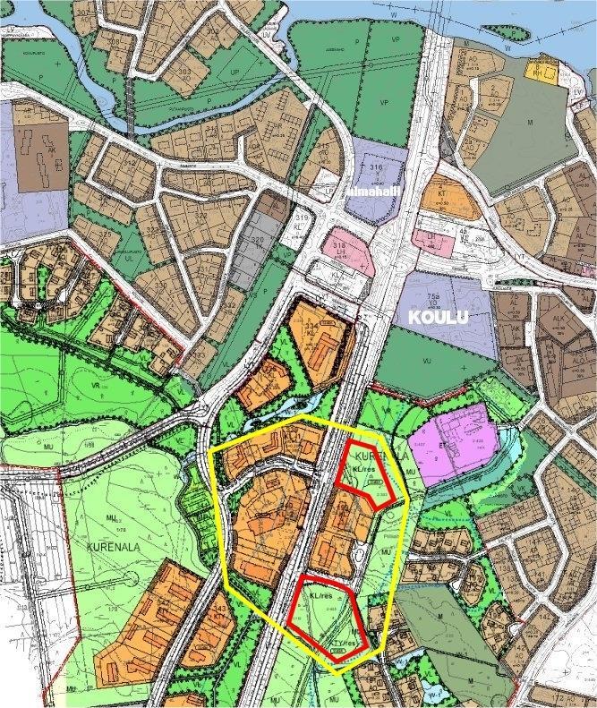 VT 20 tienvarrelle sijoittuu huoltamoiden ja niihin liittyvien liiketilojen ja rakennusten lisäksi teollisuus- ja työpaikkatoimintojen alueita.