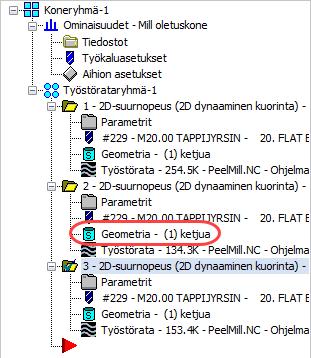 Dynaaminen jyrsintä 5: Kuorintarata 4: Kopioitujen kuorintaoperaatioiden uudelleen ketjutus Tässä harjoituksessa