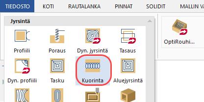 Dynaaminen jyrsintä 5: Kuorintarata 2: Ensimmäisen