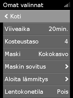 Näyttö muuttuu mustaksi. Virransäästötilasta poistuminen: Paina käynnistys-/pysäytyspainiketta kerran. Koti-näyttö avautuu.