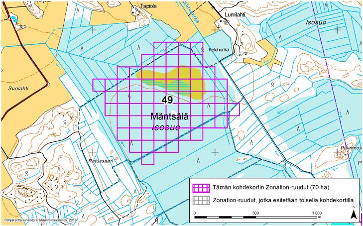 Mäntsälä, Zonation-aluetunnus 49 MÄNTSÄLÄ (49) Alue sijaitsee Mäntsälän pohjoisosissa Saikarin kylän eteläpuolella. Kohteen ydinosa on ojittamatonta suoaluetta.