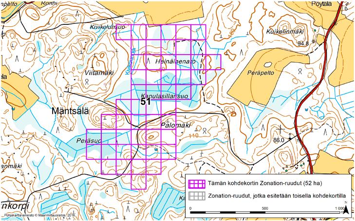 Mäntsälä, Zonation-aluetunnus 51 MÄNTSÄLÄ (51) Alue sijaitsee Mäntsälän pohjoisosissa Nikinojan kylän lounaispuolella asumattomalla metsäalueella.