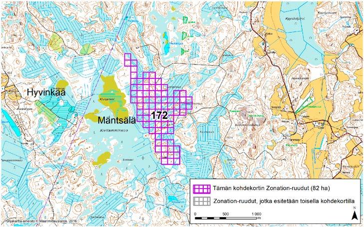 Mäntsälä, Zonation-aluetunnus 172 MÄNTSÄLÄ (172) Alue sijaitsee Mäntsälän länsiosissa Kaidanpään (Hyvinkää) kylän sekä Kivilammin ja Kivilamminsuon itäpuolella asumattomalla metsäalueella.