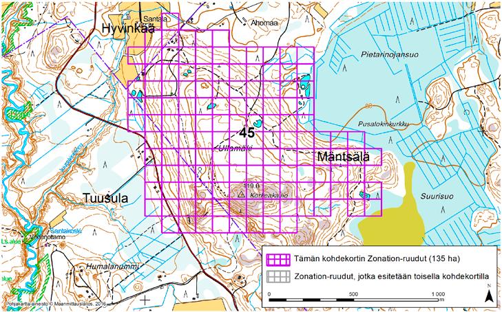 Mäntsälä Tuusula Hyvinkää, Zonation-aluetunnus 45 MÄNTSÄLÄ TUUSULA HYVINKÄÄ (45) Alue sijaitsee pääosin Mäntsälän lounaisosissa, mutta osin myös Tuusulassa ja Hyvinkäällä Kivistönkulman (Mäntsälä)