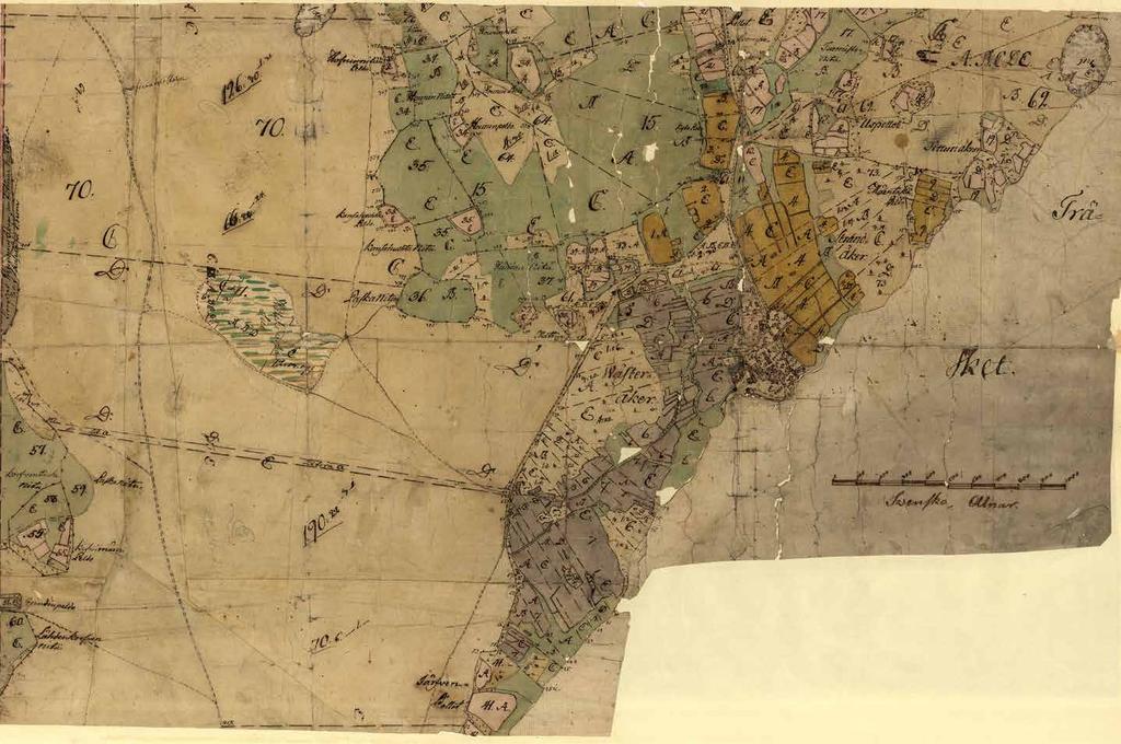 Paijalan vuosina 1780-90 laaditun isojakokartan luonnos.