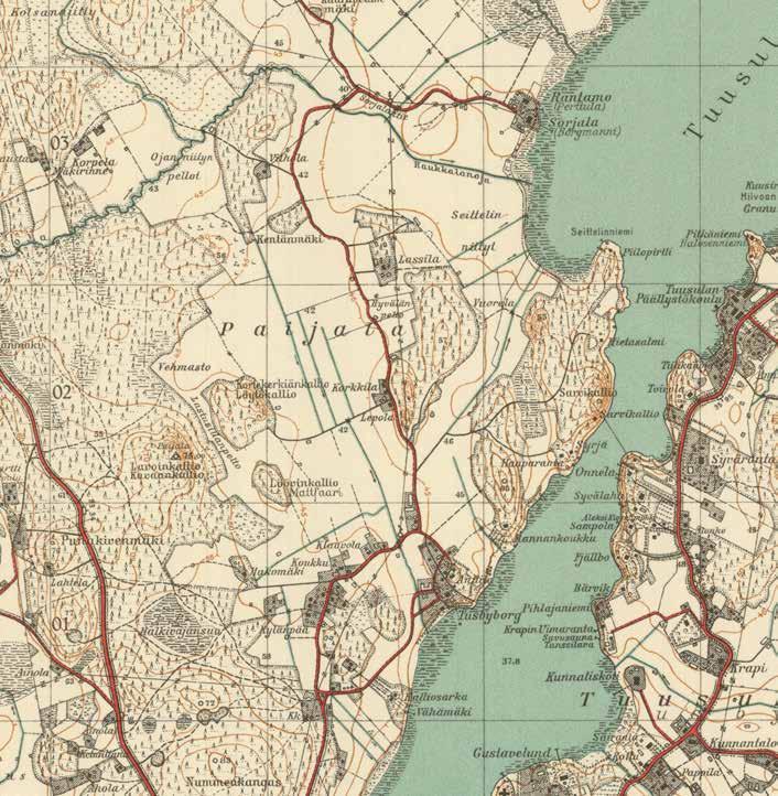 Paijalan pohjoinen peltoaukea on saavuttamassa nykyiset mittansa vuonna 1928 laadittussa topografikartassa. Kartta 0204306_1928 Maanmittauslaitos, vanhat painetut kartat.