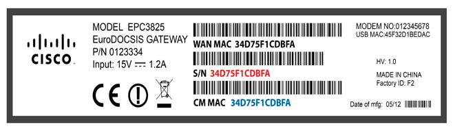 (verkon nimi): --> kuusi (6) viimeistä merkkiä CM MAC Address -kohdasta Salasana (wpa/wpa2 personal): laitteen 9-merkkinen sarjanumero