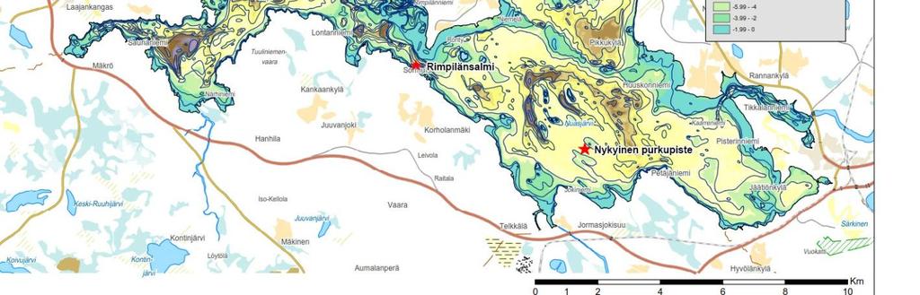 Talvella virtaamien ollessa pieniä ja jääkannen estäessä tuulen sekoittavan vaikutuksen vesimassassa, sulfaattipitoista vettä kerrostuu voimakkaimmin purkualueille nläheisiin vesikerroksiin.