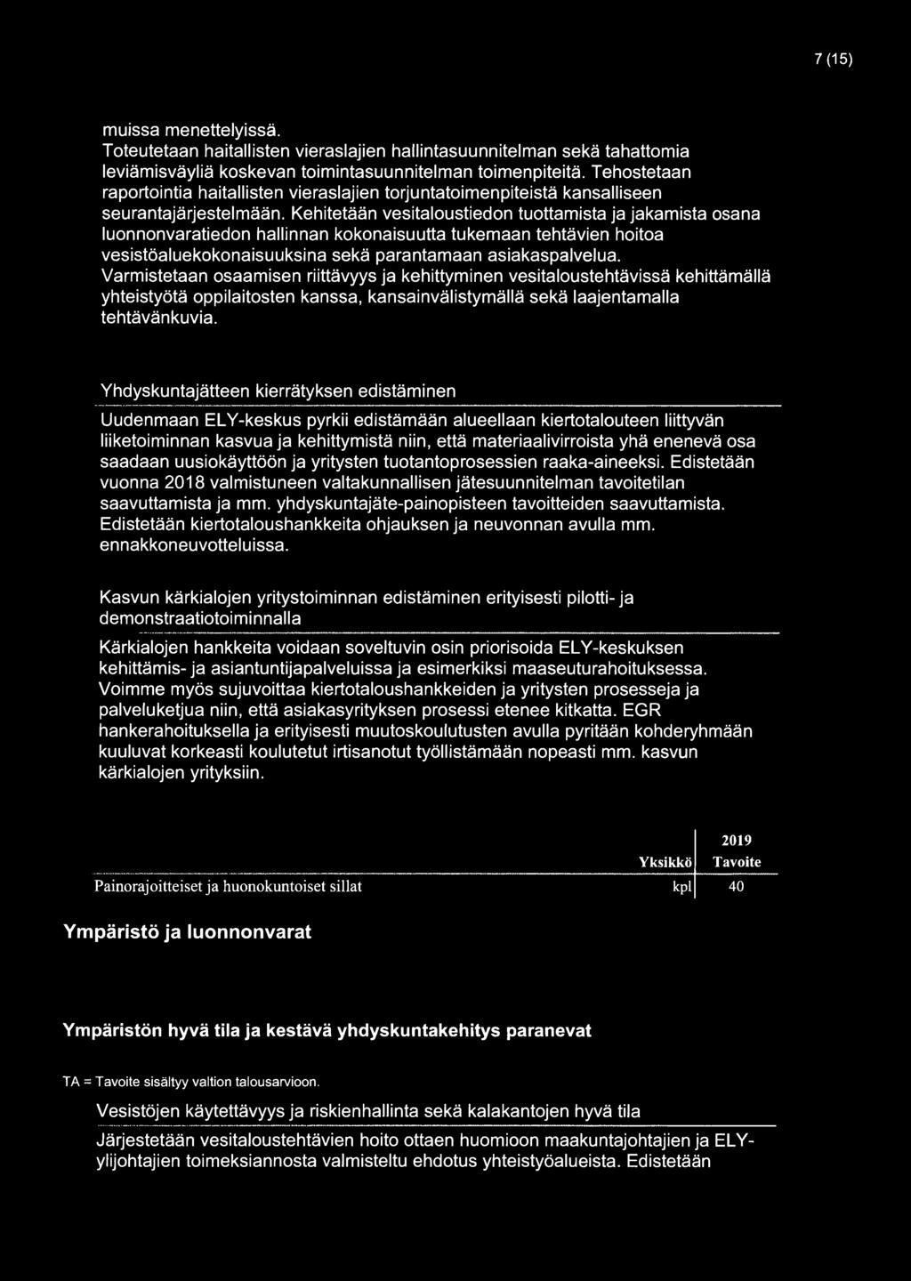 Kehitetään vesitaloustiedon tuottamista ja jakamista osana luonnonvaratiedon hallinnan kokonaisuutta tukemaan tehtävien hoitoa vesistöaluekokonaisuuksina sekä parantamaan asiakaspalvelua.