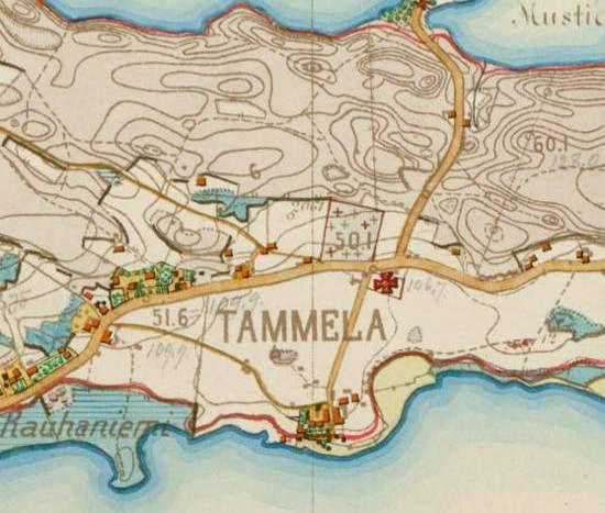 Senaatinkartassa noin vuodelta 1880 on kirkonkylän asutus merkitty selkeämmin.