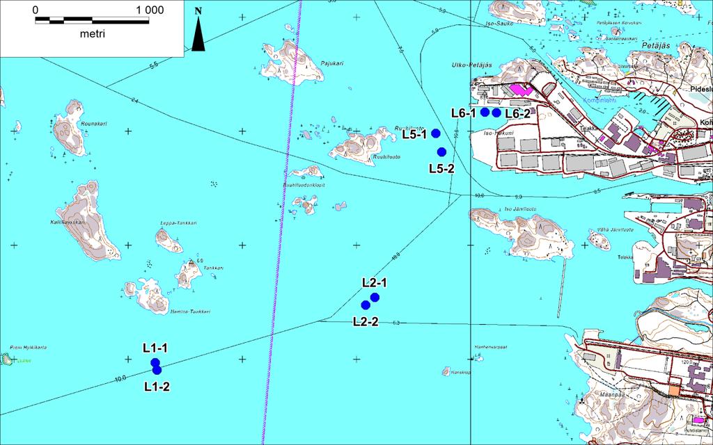 9 Kuva 3.5. Rauman sataman hankealueen sedimenttinäytepisteet 6.