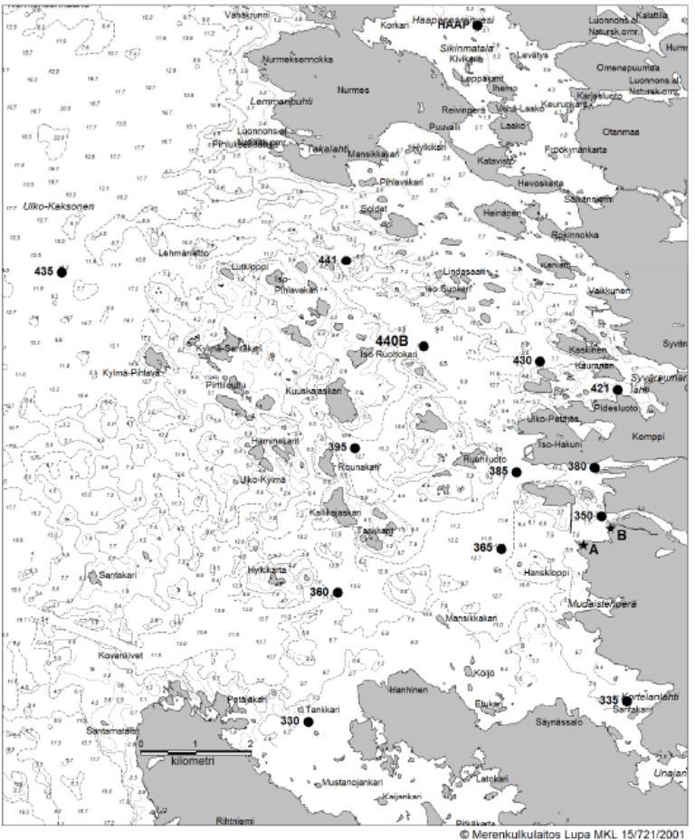 4 Kuva 1.3. Kuvassa on esitetty Rauman edustan merialueen yhteistarkkailun vedenlaadun tarkkailupisteiden sijainnit. 2.