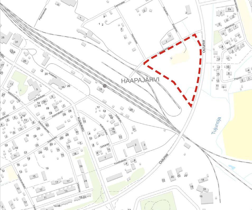 (Taustakartta: Maanmittauslaitos 11/2018) Haapajärven kaupungissa on tullut vireille asemakaavan muutoksen laatiminen korttelin 527 alueelle.